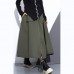 fine army green natural cotton skirt oversize A line skirts traveling boutique pockets drawstring cotton skirt