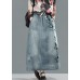 Women Spring Drawstring Hole Embroidery Casual Skirt