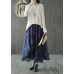 Linen Navy Blue Female Dots Skirt